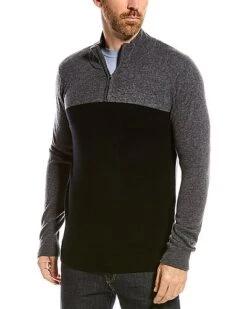 Wool & Cashmere-Blend 1/2-Zip Mock Sweater Men