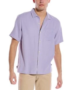 Tommy Bahama Hawaiian Herringbone Silk Shirt Men