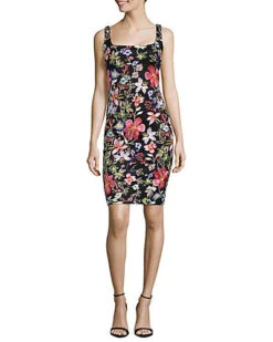Embroidered Floral Sheath Dress Women