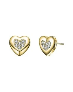Kids 14K Plated CZ Heart Earrings
