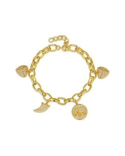 14K Plated CZ Charm Bracelet Kids