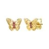 14K Plated CZ Butterfly Earrings Kids