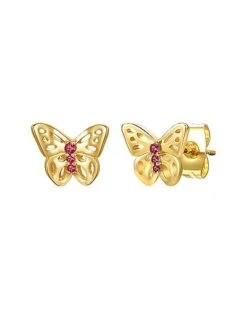 14K Plated CZ Butterfly Earrings Kids