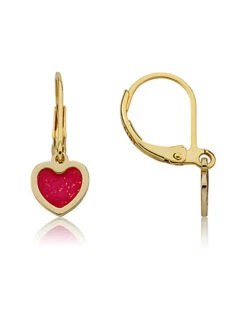 14K Heart Dangle Earrings Kids