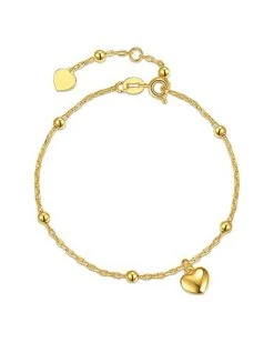 14K Plated Charm Station Bead Bracelet Kids