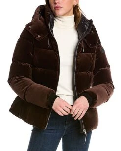Mackage Madalyn-VT Leather-Trim Down Coat Women