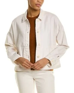 EILEEN FISHER Undyed Stretch Denim Classic Shirt Women