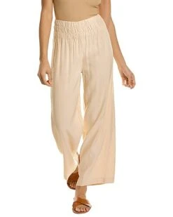 Air Smocked Linen-Blend Pant Women