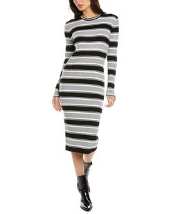 THEORY Striped Wool-Blend Sweaterdress Women