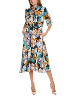 Flower Print Midi Dress Women