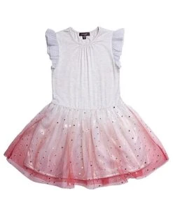 Solid Jersey & Mesh Dress Kids