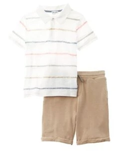 Splendid 2pc Painted Stripe Polo Shirt & Short Set Kids