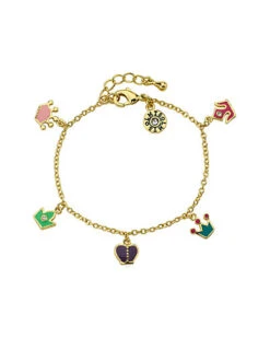 "Rocking Royalty" 14K Plated Enamel Crown Charm Bracelet Kids